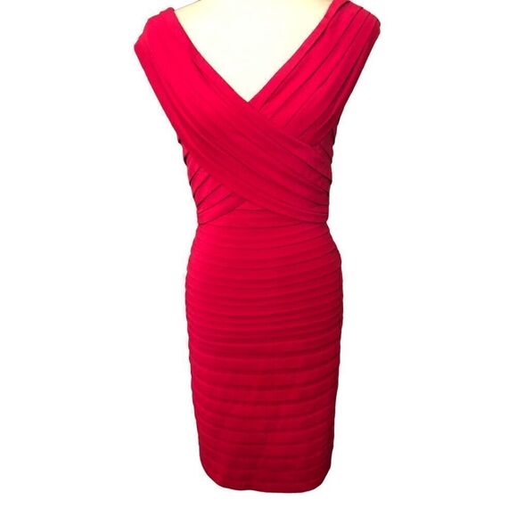 Tadashi Collection Berry Raspberry Flutter Bandage Sweetheart Neck Size M - Picture 5 of 14